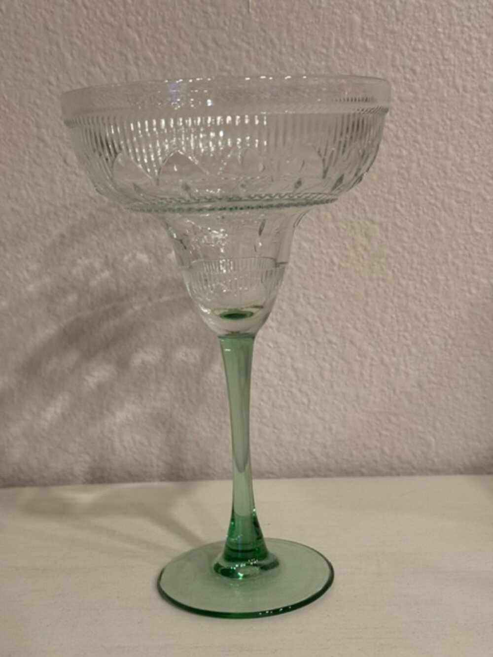 Cristal D'Arques "Durand Sombrero" pattern Margarita Glass with green stem